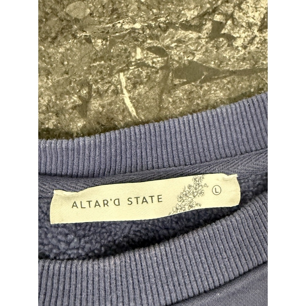 Altar'd State Do What Makes You Happy Fleece Lined Oversized Sweatshirt Purple L - Picture 8 of 11